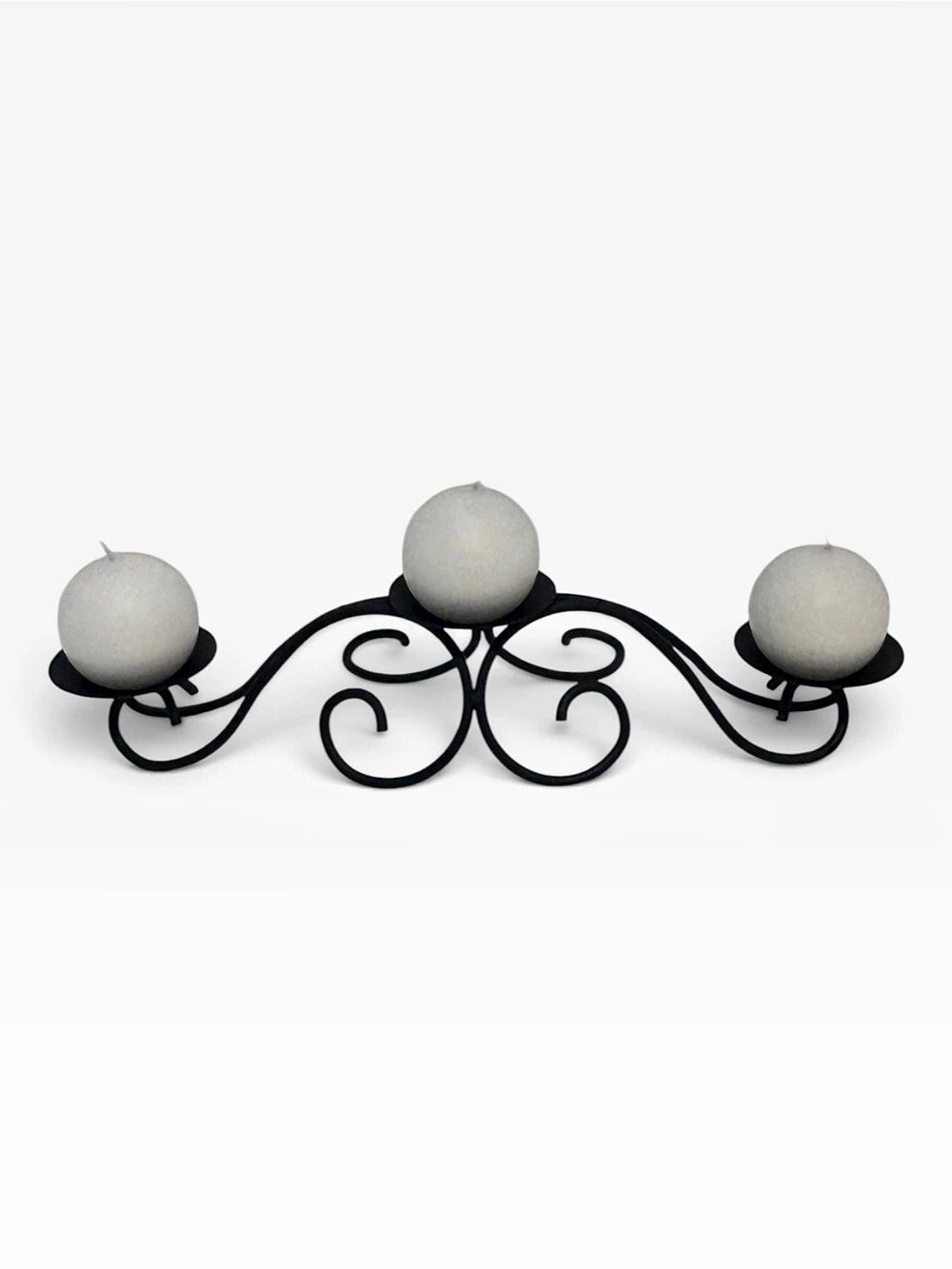3-Light Scrollwork Candle Holder Black & White